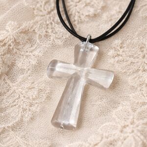 Crystal Natural Stone clear transparent cross necklace